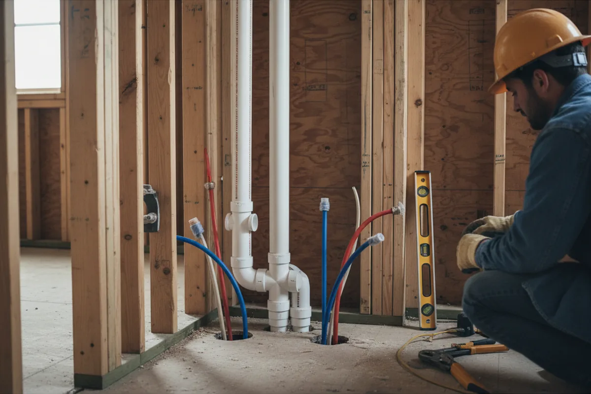 Drain and supply rough-in during Drain Cleaning in Bloomington