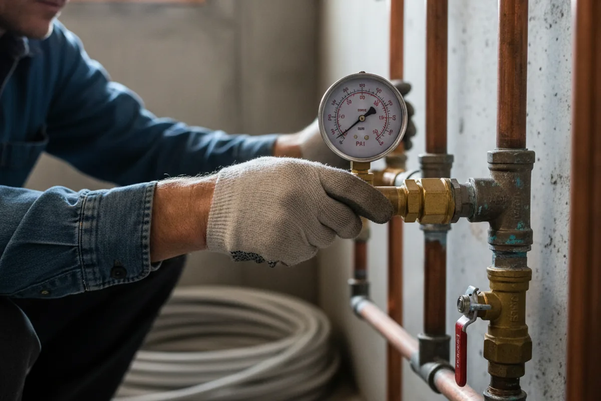 Pressure testing a repaired line during Water Line Repair in Bloomington